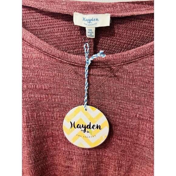 Hayden LA Crimson Red Tunic Dress 3/4 Sleeves Mid Length Plus Size 1XL A-Line - Picture 3 of 5